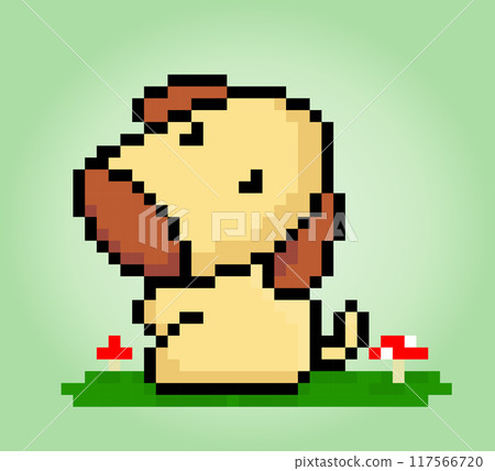 8 bit pixel sitting puppy . Animals for asset games in vector illustrations. Cross Stitch pattern. 8 bit pixel sitting puppy . Animals for asset games in vector illustrations. Cross Stitch pattern. 117566720