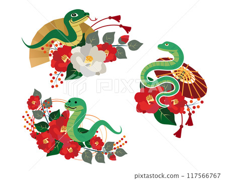 2025年賀年片蛇年插畫素材 117566767