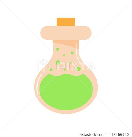 Laboratory flask. Chemistry flask icon. Science technology. Lab test equipment. Flat cartoon style. 117566910