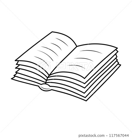 Open book doodle icon. Line art textbook or notebook. Education or school symbol. Open book doodle icon. Line art textbook or notebook. Education or school symbol. 117567044