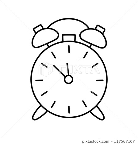 Alarm clock doodle icon. Line art education or school symbol. 117567107