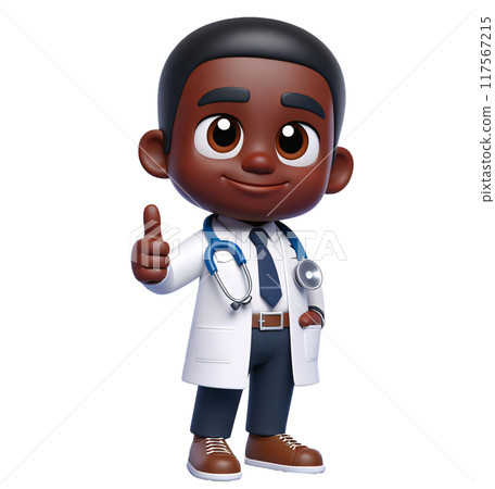 3D Cartoon Doctor Character Isolated on Transparent Background 117567215
