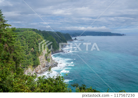 "Iwate Prefecture" Uonosu Cliffs, lined up in five rows like a folding screen, Tanohata Village "Iwate Prefecture" Uonosu Cliffs, lined up in five rows like a folding screen, Tanohata Village 117567230