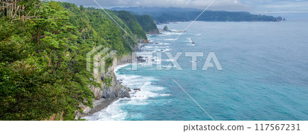 "Iwate Prefecture" Uonosu Cliffs, lined up in five rows like a folding screen, Tanohata Village "Iwate Prefecture" Uonosu Cliffs, lined up in five rows like a folding screen, Tanohata Village 117567231