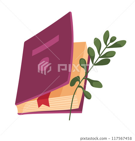 Open book with green branch Open book with green branch 117567458