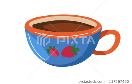 Blue cup with strawberry design Blue cup with strawberry design 117567460