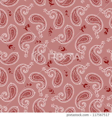 Red Paisley Seamless Pattern vector 117567517