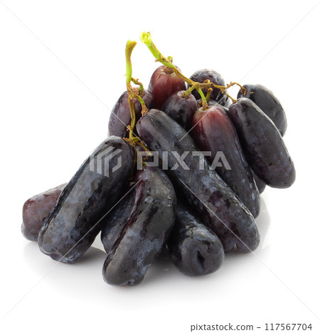 Sweet black sapphire grapes on a white background. 117567704