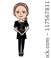 Full-body illustration of a woman working in a salon 117567831