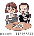 Women chatting in a cafe 117567833
