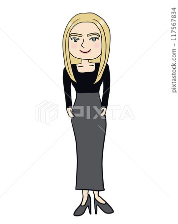 一名白人婦女的全身插圖 117567834