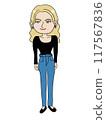 Full body illustration of a Caucasian woman in casual clothes 117567836