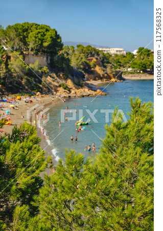 a view over Cap Roig beach, La Ampolla, Spain a view over Cap Roig beach, La Ampolla, Spain 117568325