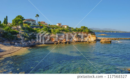 La Buena beach in El Perello, Catalonia, Spain La Buena beach in El Perello, Catalonia, Spain 117568327