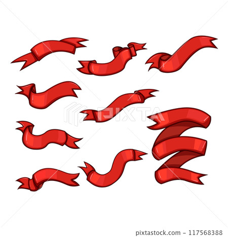red ribbon retro set cartoon vector illustration red ribbon retro set cartoon vector illustration 117568388