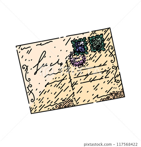 postcard travel vintage sketch hand drawn vector postcard travel vintage sketch hand drawn vector 117568422
