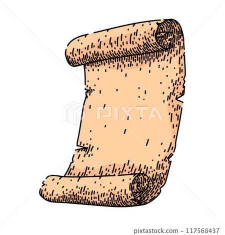 vintage scroll paper sketch hand drawn vector 117568437
