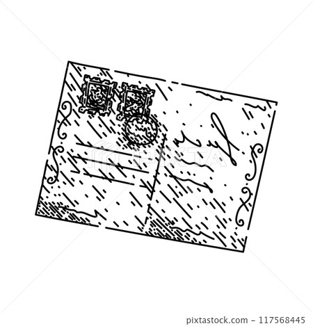 postcard travel vintage sketch hand drawn vector 117568445