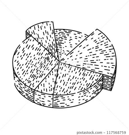 segments pie chart sketch hand drawn vector 117568759