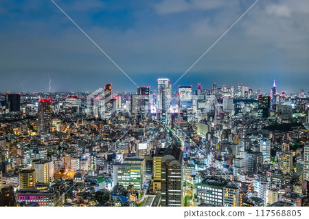 Tokyo night view and lightning 117568805