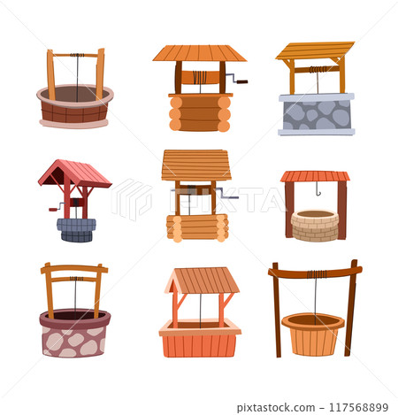 well water set cartoon vector illustration 117568899