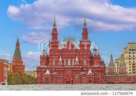 View of the State Historical Museum on Red Square in Moscow 117568974