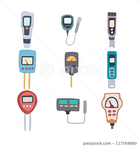 ph meter set cartoon vector illustration 117569060