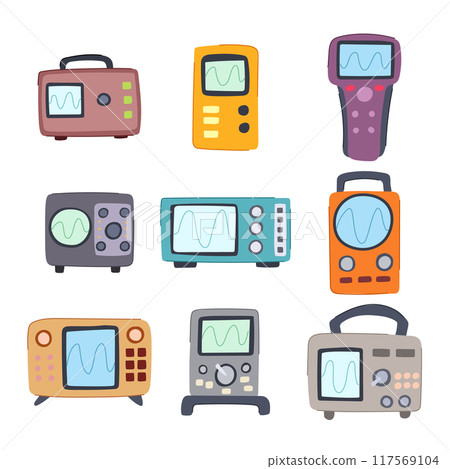 oscillograph set cartoon vector illustration oscillograph set cartoon vector illustration 117569104