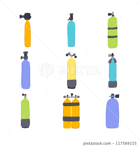 diving cylinder set cartoon vector illustration diving cylinder set cartoon vector illustration 117569155