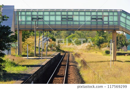 Scenery from the train window at Konbu Station on the Hakodate Main Line 117569299