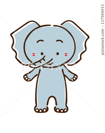 大象微笑著面向前方站立 117569413