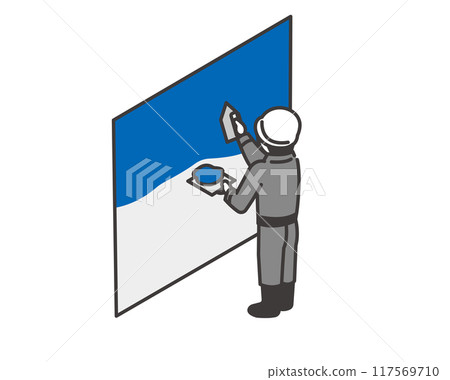 Isometric vector illustration of a plasterer 117569710