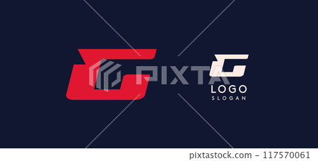 Wide bold red letter G, modern dynamic logo for business identity of technological, automotive and sports business. Vector illustration. Wide bold red letter G, modern dynamic logo for business identity of technological, automotive and sports business. Vector illustration. 117570061