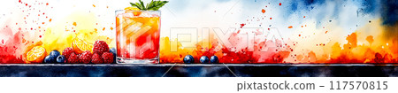 Vibrant Watercolor Cocktail Artwork - Refreshing Drink in Artistic Form Vibrant Watercolor Cocktail Artwork - Refreshing Drink in Artistic Form 117570815