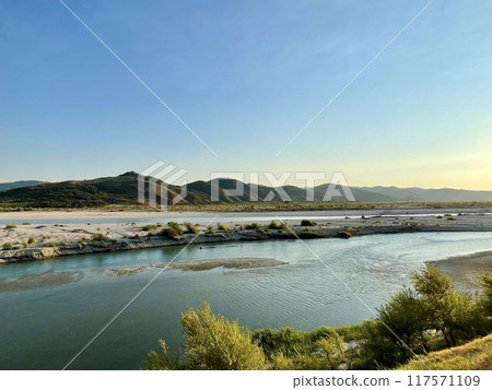 Beautiful Vjosa wild river in Permet district, Albania. 117571109