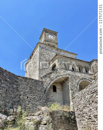 Gjirokaster, Albania - View of an ancient fortress , Argjiro castle.  117571331