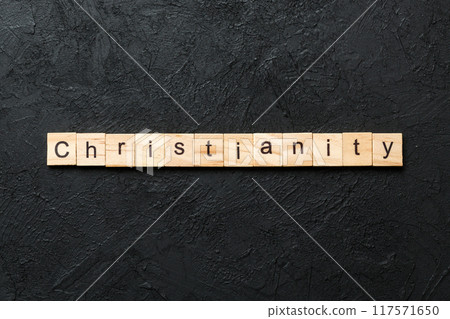 christianity word written on wood block. christianity text on table, concept christianity word written on wood block. christianity text on table, concept 117571650