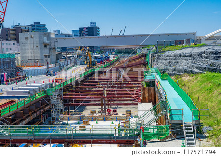 大阪市阪神高速公路淀川左岸線興建中 117571794