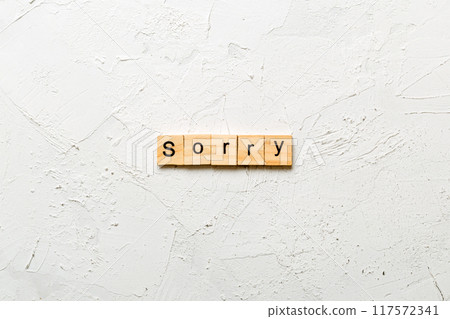 sorry word written on wood block. sorry text on table, concept sorry word written on wood block. sorry text on table, concept 117572341