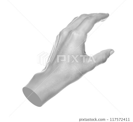 Hand shows virtual holding something isolated on transparent background. Contemporary art 117572411