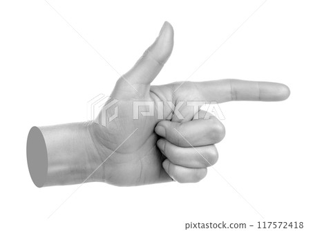Hand shows virtual touching, isolated on transparent background. Contemporary art 117572418
