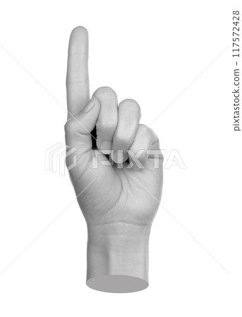 Hand shows finger-counting, isolated on transparent background. Contemporary art 117572428