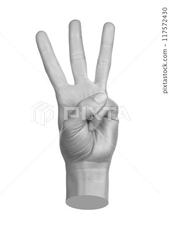 Hand shows finger-counting, isolated on transparent background. Contemporary art 117572430