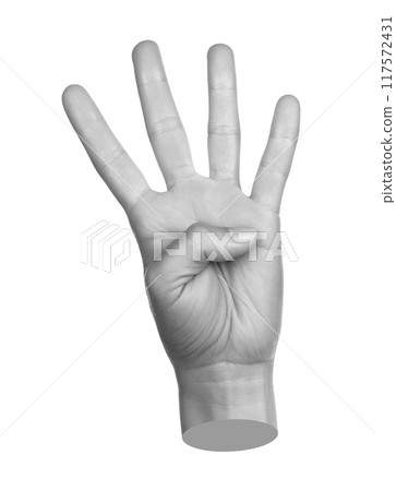 Hand shows finger-counting, isolated on transparent background. Contemporary art 117572431