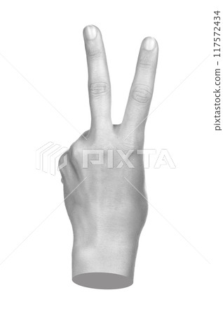 Hand shows finger-counting, isolated on transparent background. Contemporary art 117572434