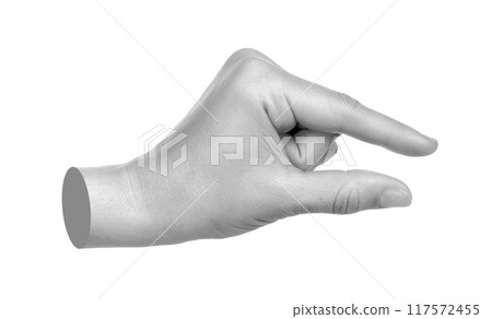 Hand shows virtual holding something isolated on transparent background. Contemporary art Hand shows virtual holding something isolated on transparent background. Contemporary art 117572455