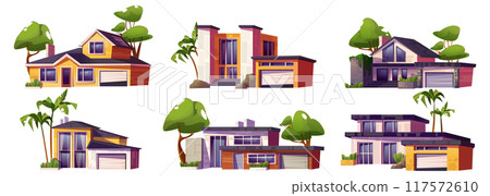 Modern luxury suburban mansion with garage 117572610