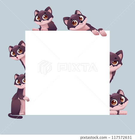 cats look out. empty banner with funny cats around vector template for place for personal text 117572631