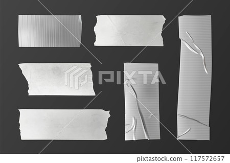 Silver adhesive tape pieces with texture. 117572657