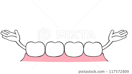 舉起雙手一排牙齒插畫 舉起雙手一排牙齒插畫 117572809